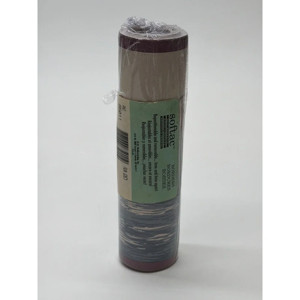 Softac Self Adhesive Wallpaper Border Nature‎ Trees Blue Gray Burgundy 85011 New